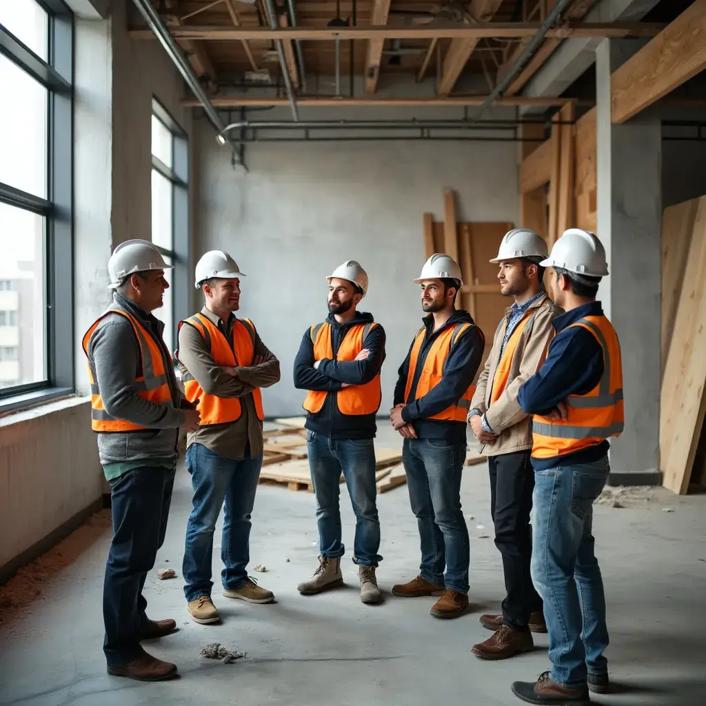 group of interior renovation contractor discussion