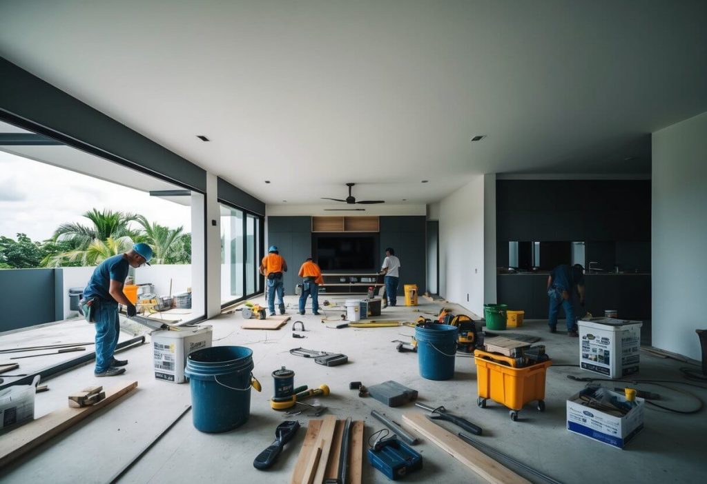 on construction site for interior design