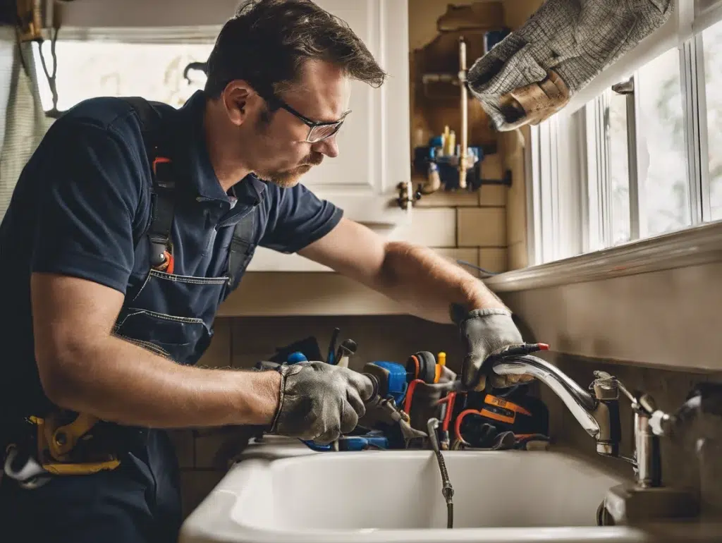 plumber fixing faucet