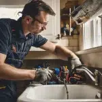 plumber fixing faucet