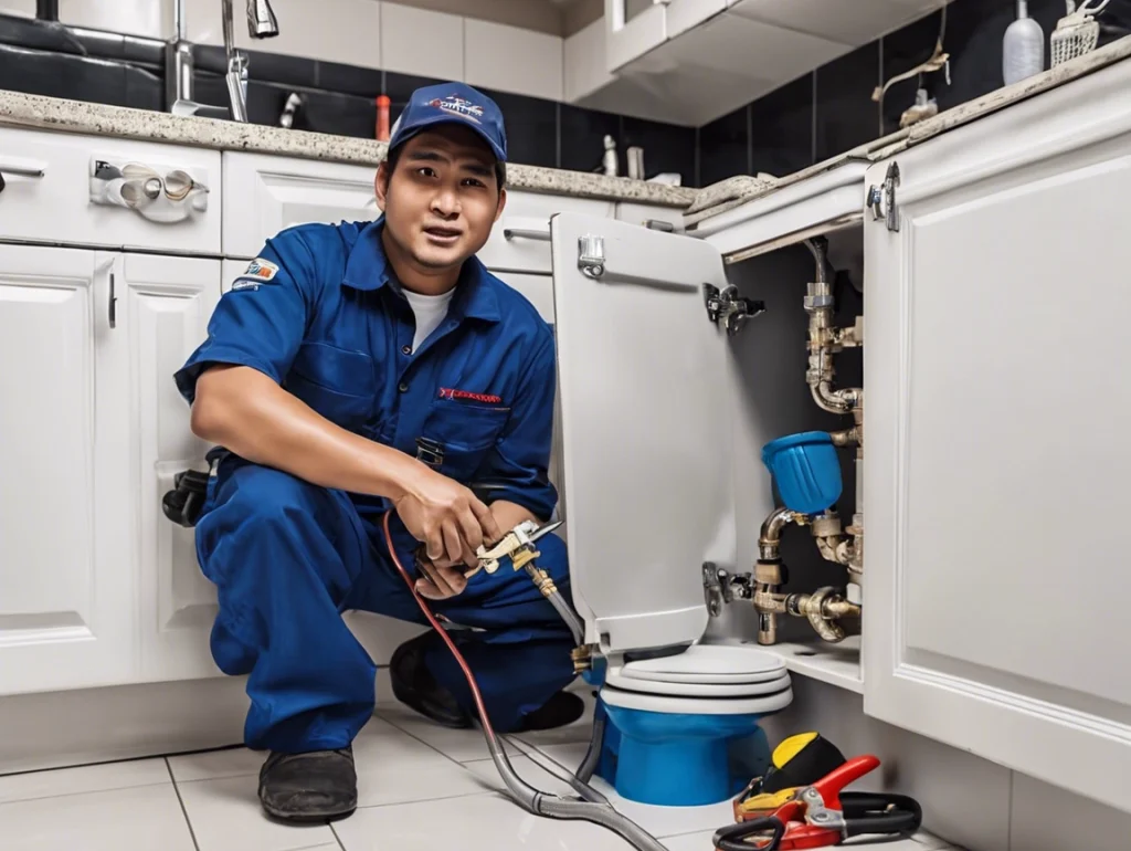 plumber repairing clogged