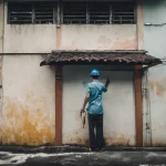 Professional plumber inspecting wall leaks in Kuala Lumpur
